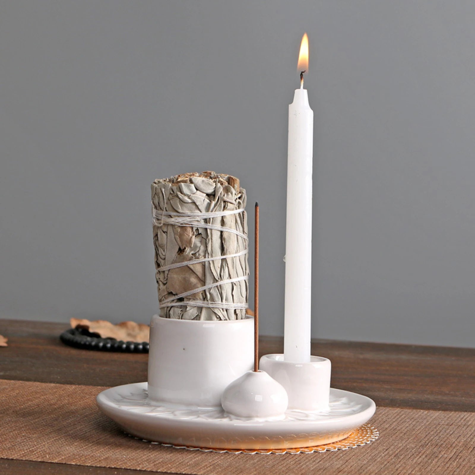 Ceramic Incense Candle Holder – Elegant Home Decor for Meditation and Relaxation